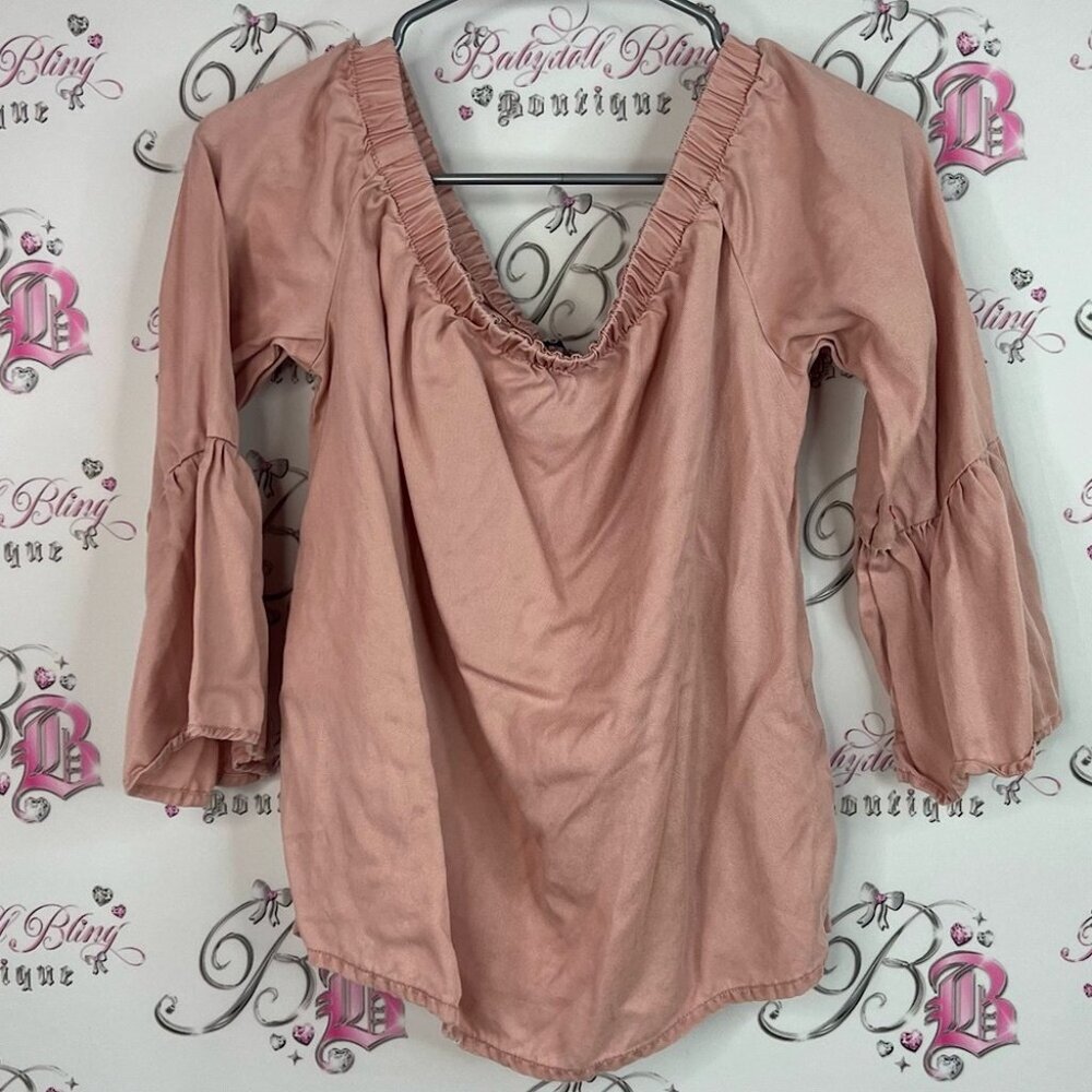 Only off the shoulder top light pink beige Women's Blush Pink Blouse